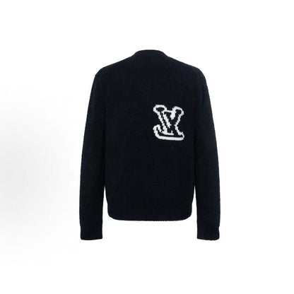 LOUIS VUITTON FW23 Logo embroidered casual round-neck sweater for men in black