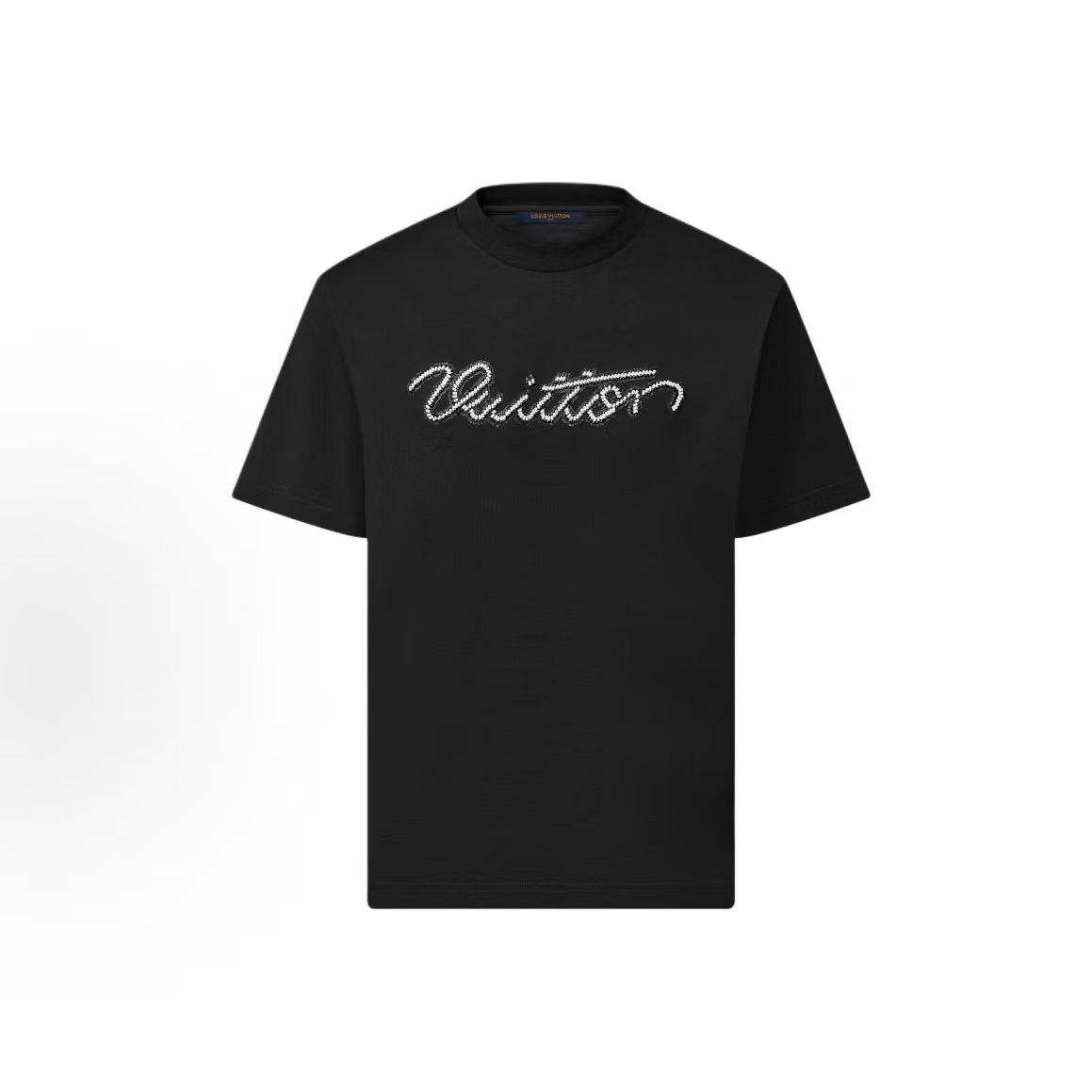 LOUIS VUITTON SS26 Pre-Fall Men's Collection: Crewneck Short-Sleeve T-Shirt with Beaded Logo Embroidery on Chest