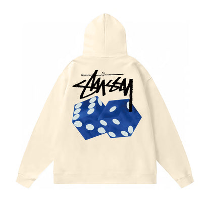 STUSSY DICE PRINT HOODIE CREAM