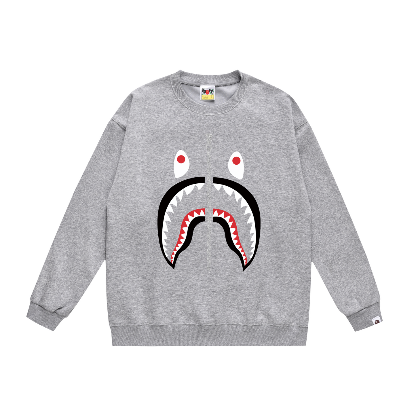 A Bathing Ape Shark Mouth Print Zipper Hoodie Grey