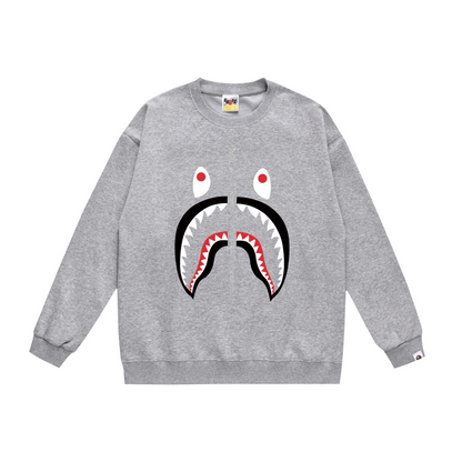 A Bathing Ape Shark Mouth Print Zipper Hoodie Grey