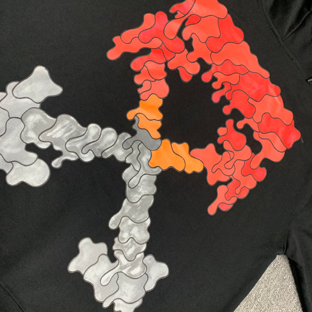 Off-White arrow dissolve print hooded sweater orange/grey