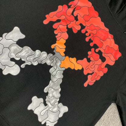 Off-White arrow dissolve print hooded sweater orange/grey