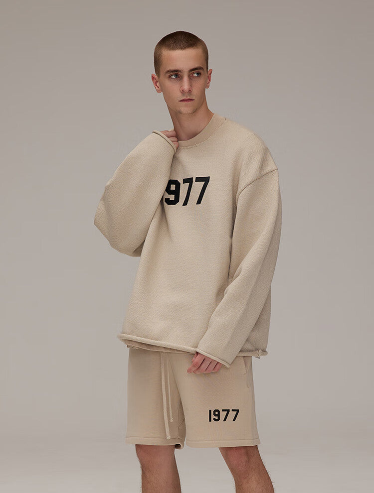FOG FEAR OF GOD ESSENTIALS 22 1977 flocked crew neck sweater