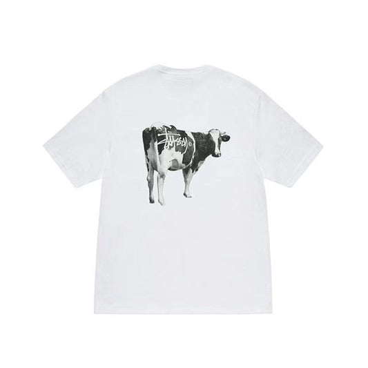 STUSSY COW PRINT TEE WHITE