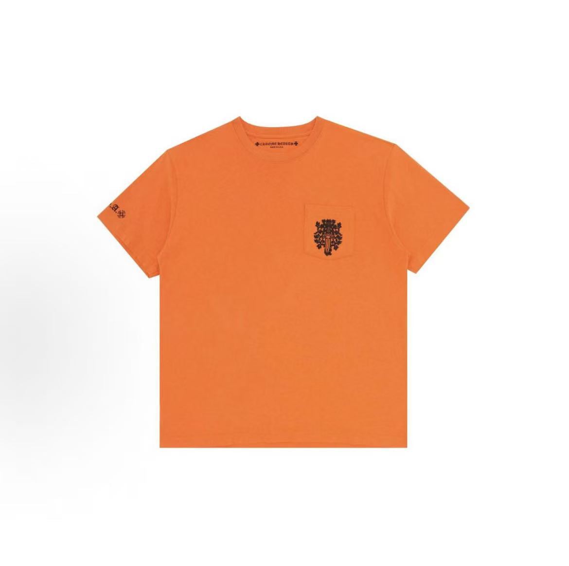 Chrome Hearts Pattern Printed Round-neck Short-sleeved T-shirt (for both men and women) in orange color