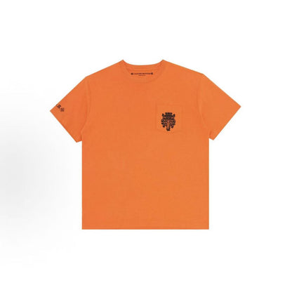 Chrome Hearts Pattern Printed Round-neck Short-sleeved T-shirt (for both men and women) in orange color