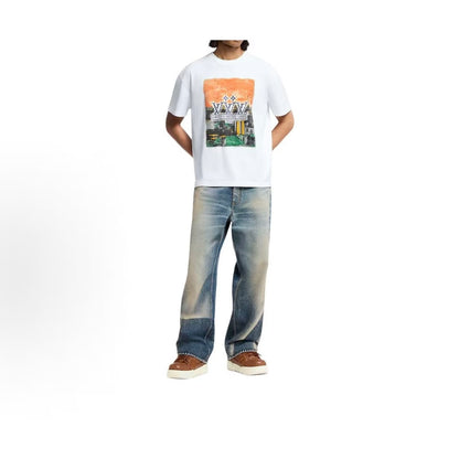 LOUIS VUITTON SS25 Men's Spring Summer Collection Solid Color Round-neck Printed Pattern Short-Sleeve T-Shirt Men's Style