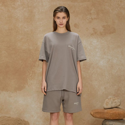 FOG FEAR OF GOD 22 ESSENTIALS double line single row flocking loose T-shirt Desert gray