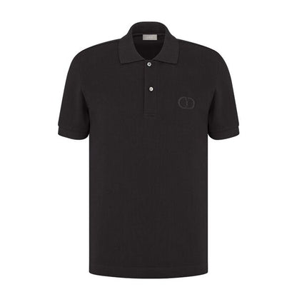 DIOR CD ICON POLO SHIRT BLACK COTTON PIQUÉ – DOT026
