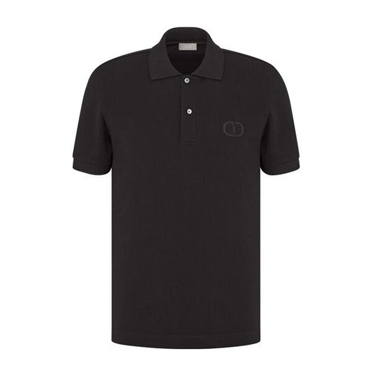 DIOR CD ICON POLO SHIRT BLACK COTTON PIQUÉ – DOT026