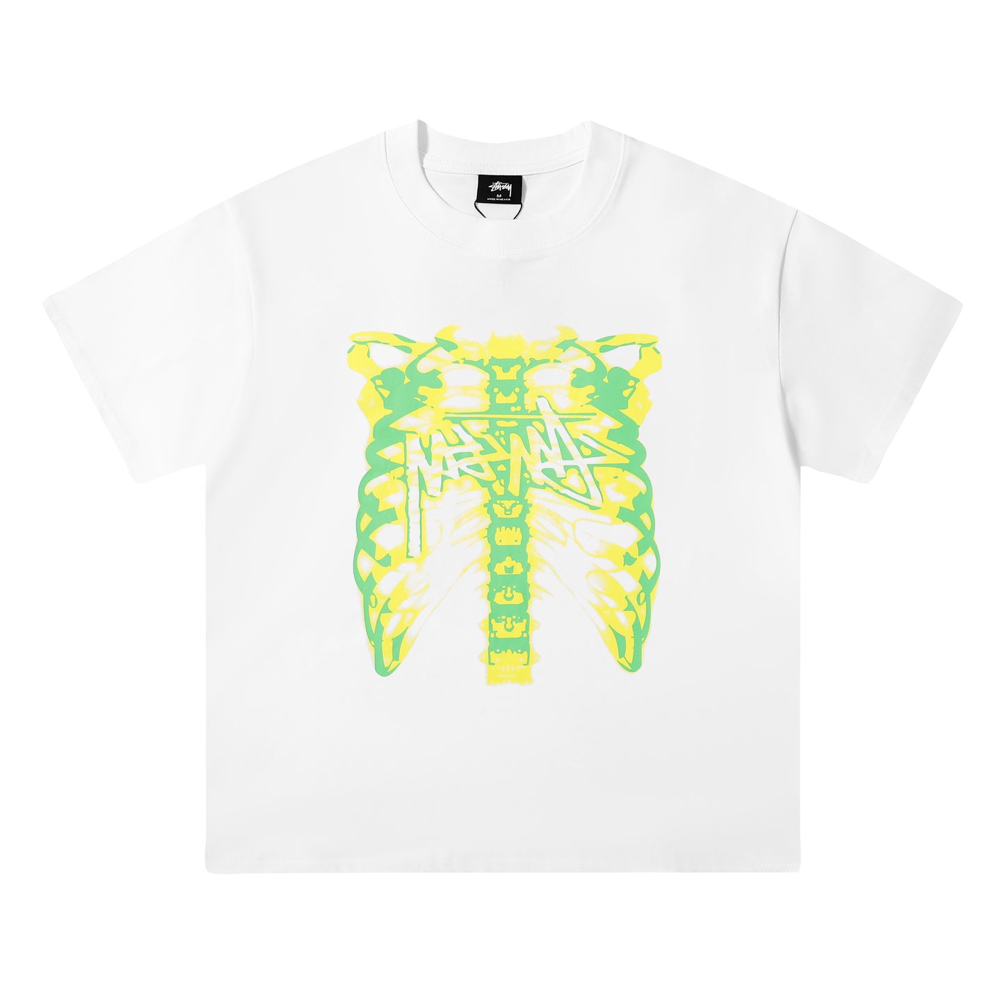 STUSSY SKELETON PRINT TEE WHITE
