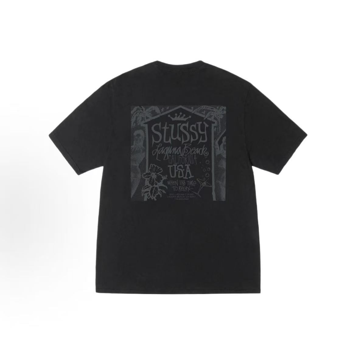 Stussy SS25 Beach Villa Print Round-neck Short-sleeved American Retro T-shirt (same style for both men and women)