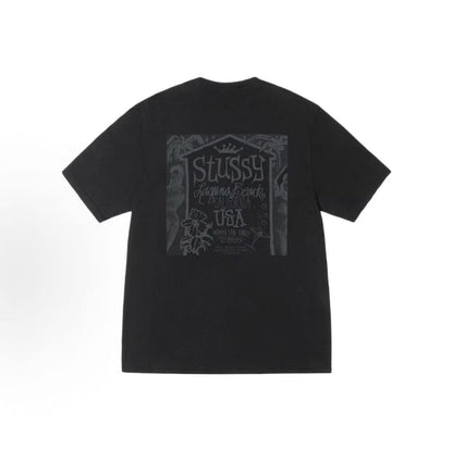 Stussy SS25 Beach Villa Print Round-neck Short-sleeved American Retro T-shirt (same style for both men and women)
