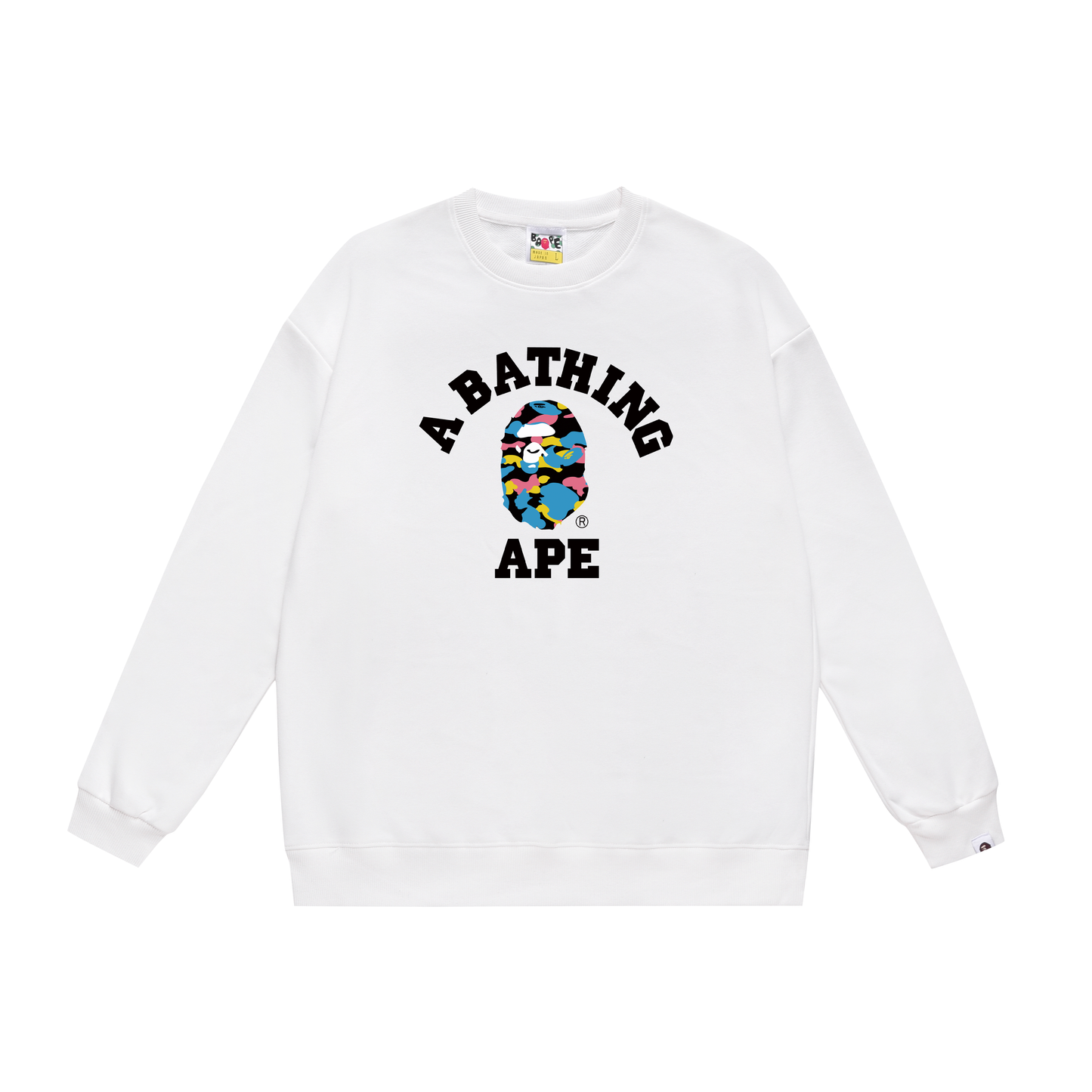 A Bathing Ape Contrasting Colors Logo Print Hoodie White