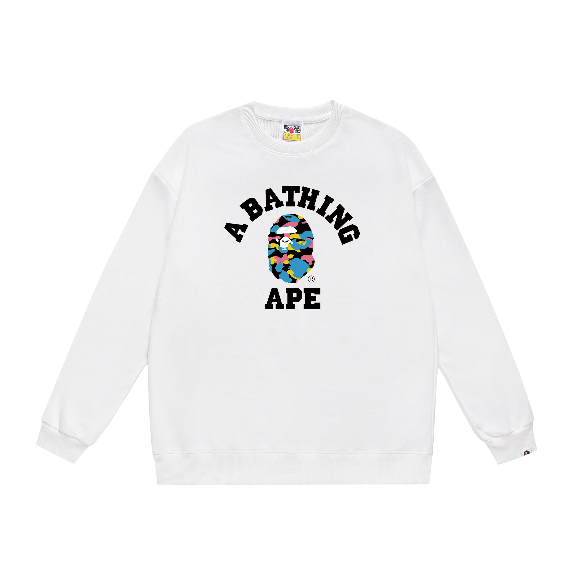 A Bathing Ape Contrasting Colors Logo Print Hoodie White