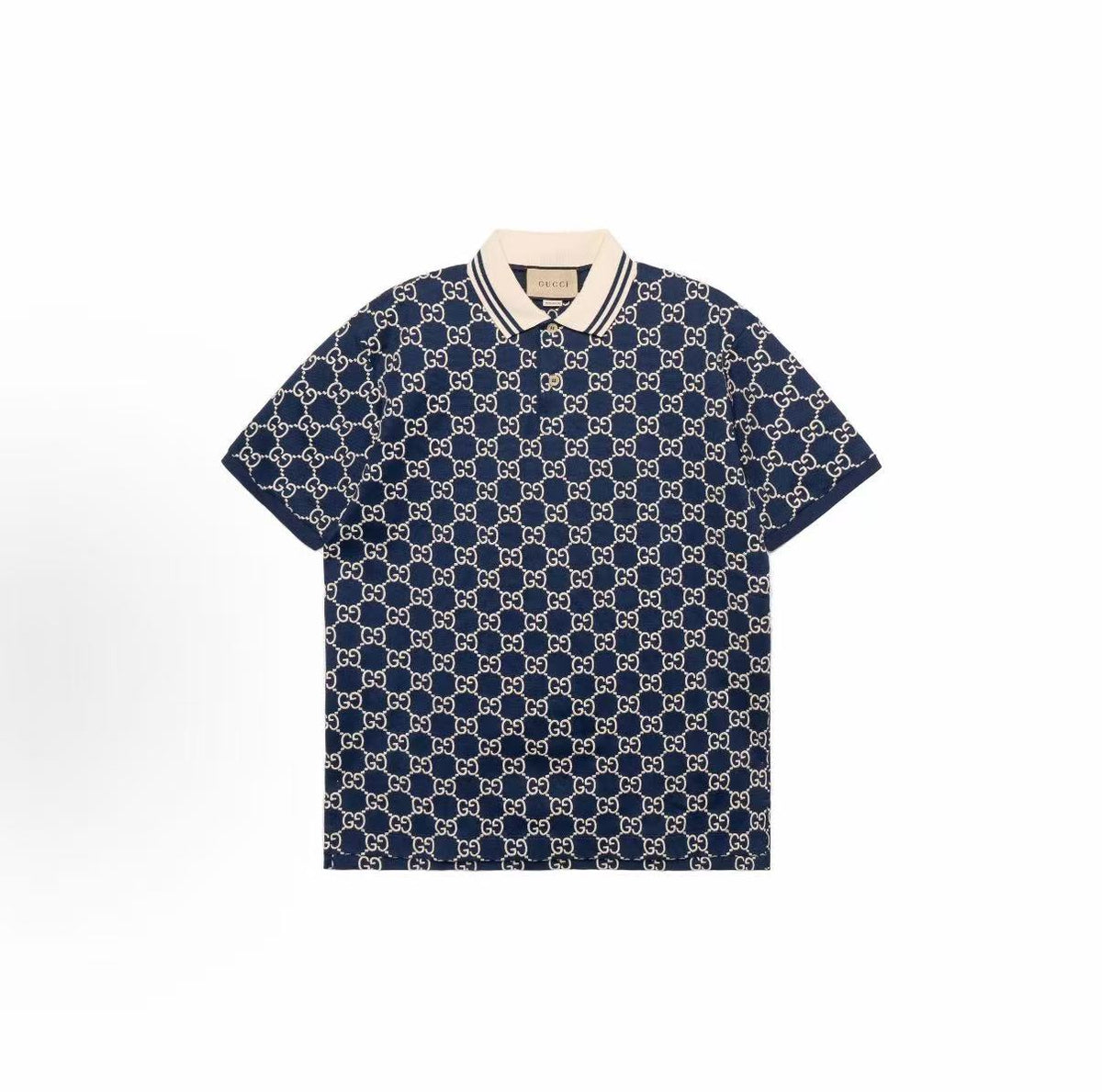 GUCCI Lido Printed Design Short-Sleeved Polo Shirt for Men - Blue