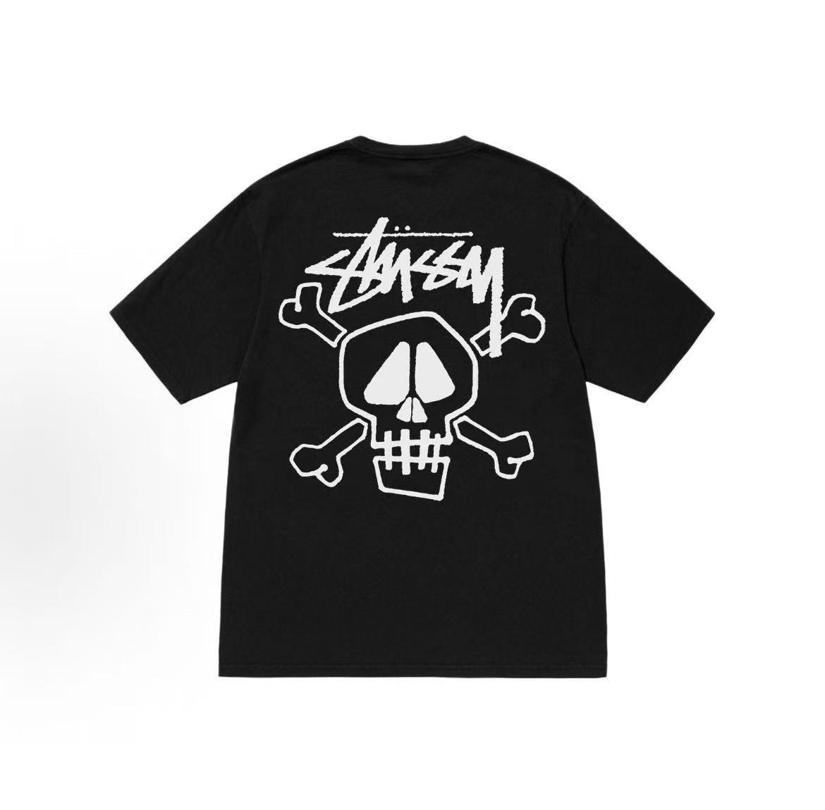 Stussy letter-style crew-neck casual T-shirt, available for both men and women