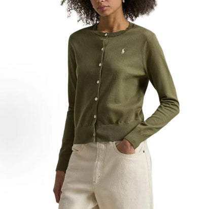 Ralph Lauren Long-sleeved Round-neck Button-down Knit Shirt - Slim Fit Women's Style