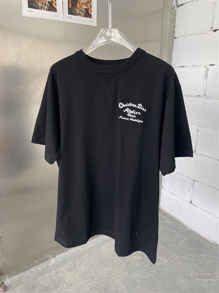 ‘CHRISTIAN DIOR ATELIER’ T-SHIRT RELAXED FIT BLACK COTTON JERSEY – DOT020
