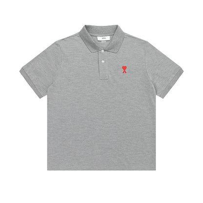 AMI Small Logo Short Sleeve Shirt Grey