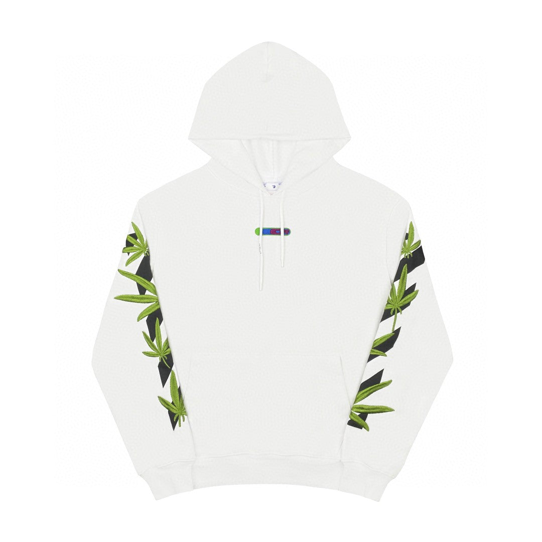 Off-White bamboo arrow print hooded sweater white
