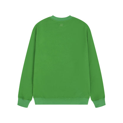 AMI Solid Color Crew Neck Hoodie Grass Green
