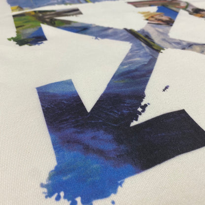 Off-White oil painting arrow zipper hooded cardigan sweatshirt beige