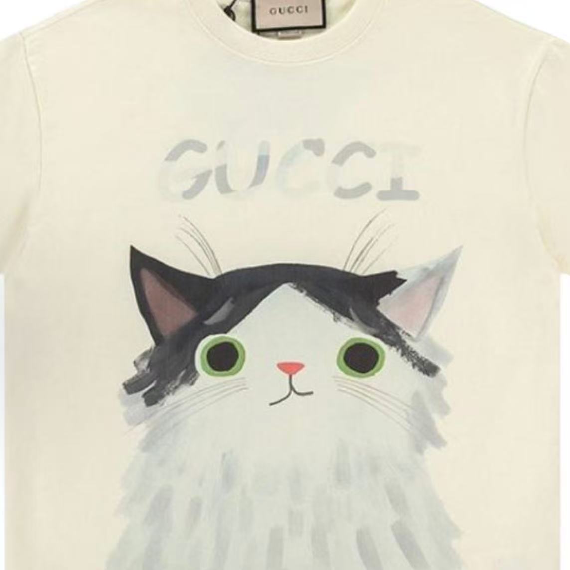 GUCCI - Summer Oil Painting Cat Cartoon Short-Sleeved Round-Neck T-Shirt - Men's and Women's style alike