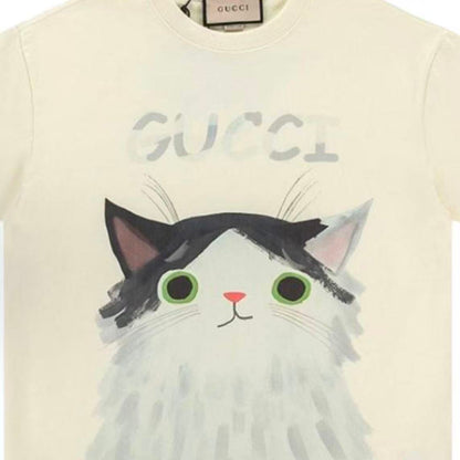 GUCCI - Summer Oil Painting Cat Cartoon Short-Sleeved Round-Neck T-Shirt - Men's and Women's style alike