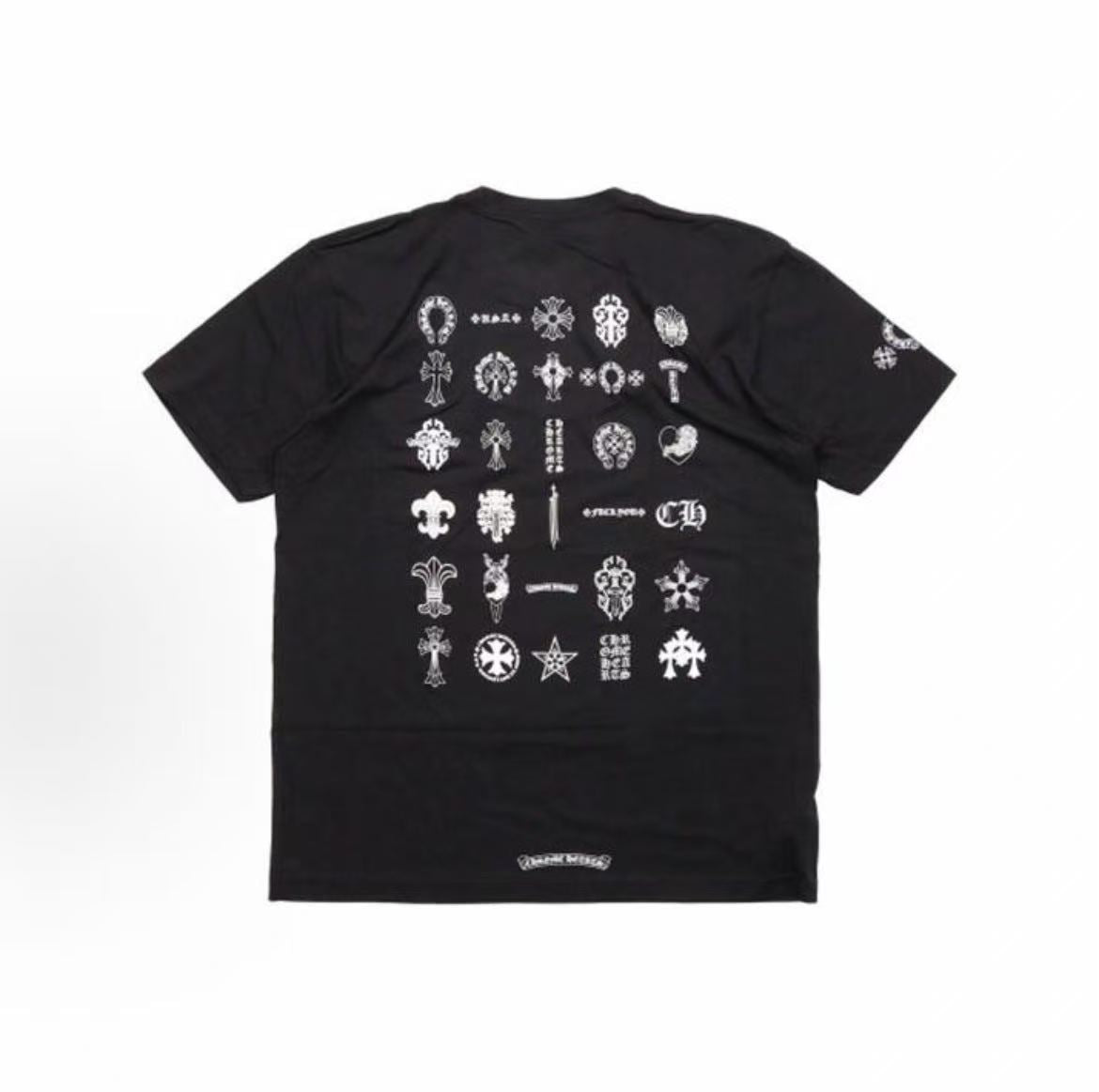 Chrome Hearts Classic Elements Logo Casual Round-neck Short-sleeved T-shirt (For Both Men and Women)
