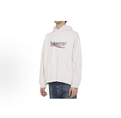 Balenciaga SS24 Logo letter print casual hooded long-sleeved pullover, loose fit, men's style， beige color