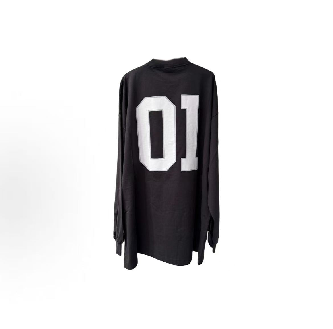 Balenciaga Sportswear SS25 Basketball Collection - Letter Print Round-neck Long-sleeved T-shirt - Loose Fit - Men's Style - Black