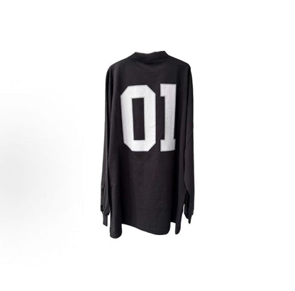 Balenciaga Sportswear SS25 Basketball Collection - Letter Print Round-neck Long-sleeved T-shirt - Loose Fit - Men's Style - Black