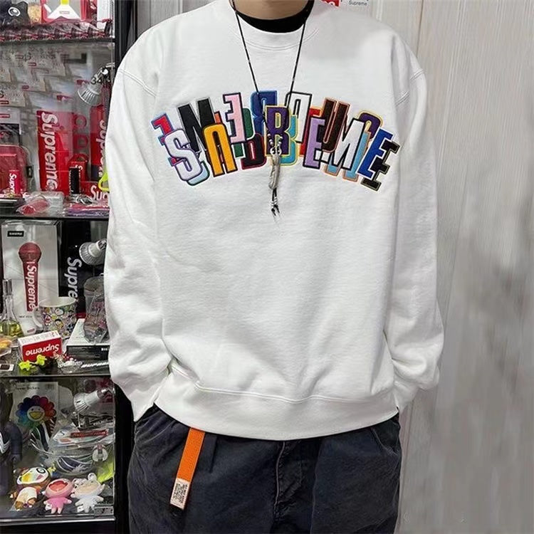 Supreme Stacked Crewneck Hoodie White