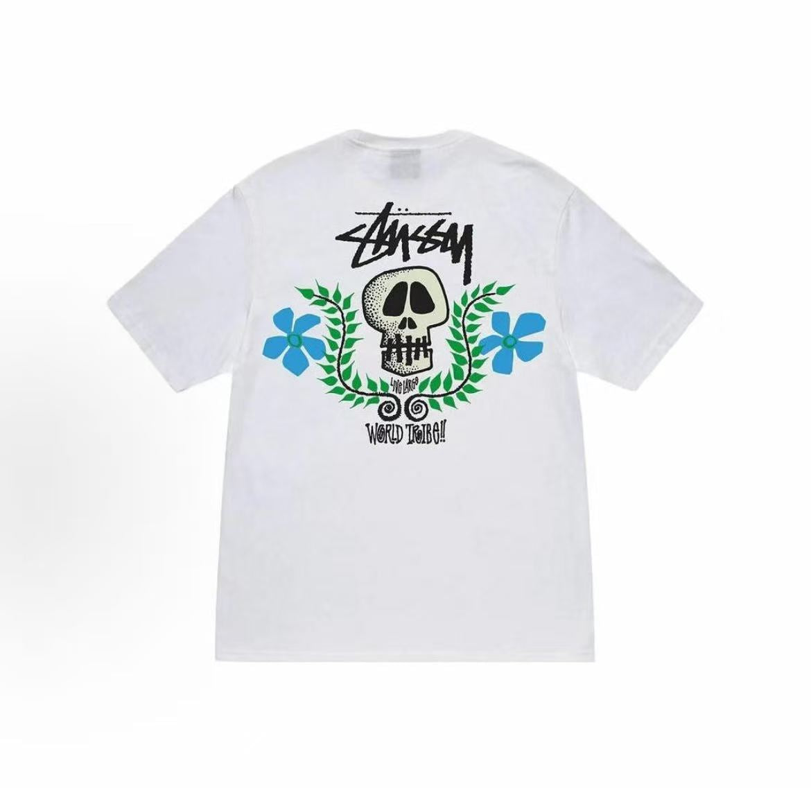Stussy SS23 Summer Collection - Back Skull Print Short-Sleeved American Retro T-Shirt (For Both Men and Women)