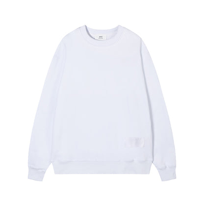 AMI Solid Color Crewneck Hoodie White