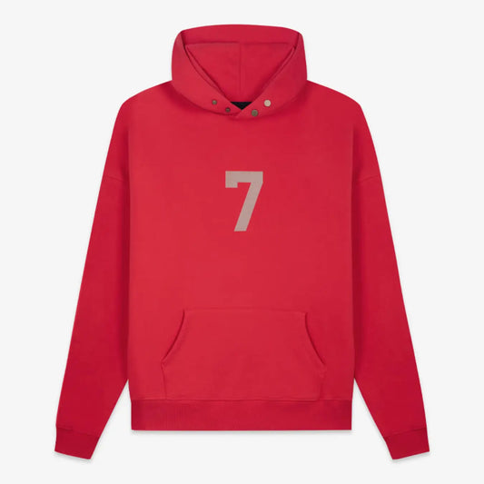 FOG FEAR OF GOD Season 7 main line 7-character flocking hoodie casual loose sweatshirt red