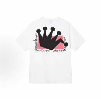 Stussy SS22 Lb Crown Tee - A classic crown logo printed round-neck pullover summer short-sleeved American retro T-shirt that is comfortable, loose-fitting and versatile, suitable for both men and women.