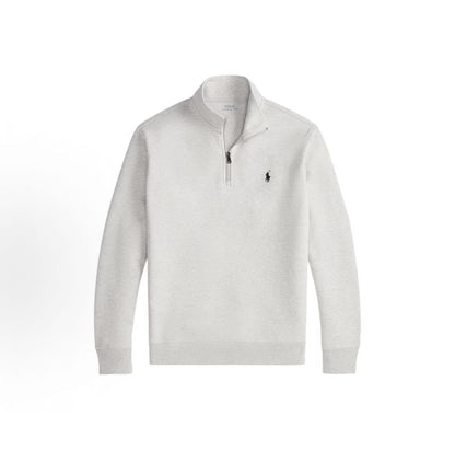 Ralph Lauren FW25 Double-sided Knitted Quarter-Zip Pullover Long Sleeve Shirt for Men in Light Gray