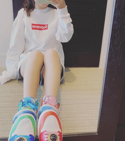 Supreme  Box Logo  Crewneck Long Sleeve Tee White