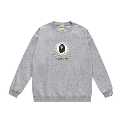 A Bathing Ape Logo Print Hoodie Grey