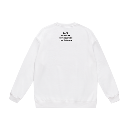 A Bathing Ape Monkey Logo Print Hoodie White