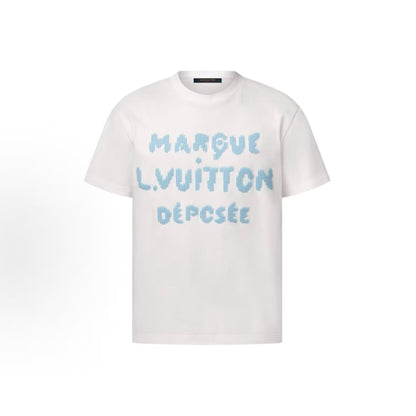 LOUIS VUITTON SS26 Round-neck Letter Embroidery Design T-shirt - Standard Size - Men's Style - White