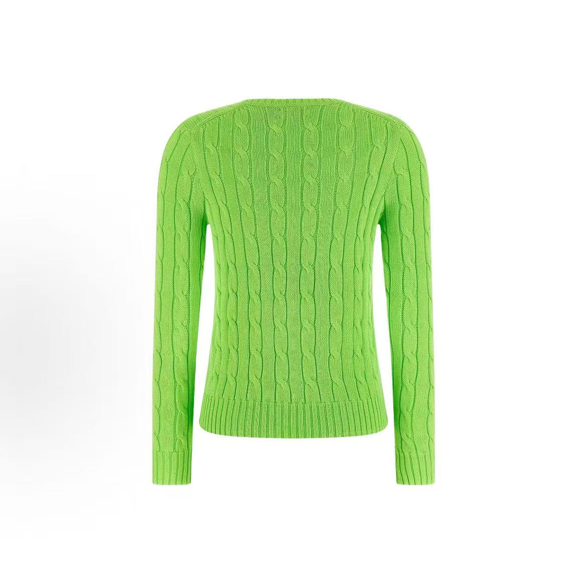 Ralph Lauren SS26 Striped Knotted Solid Color Small Quilted Embroidery Knit Shirt Standard Fit Women's Style