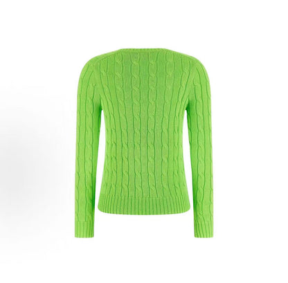 Ralph Lauren SS26 Striped Knotted Solid Color Small Quilted Embroidery Knit Shirt Standard Fit Women's Style