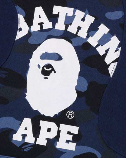 A Bathing Ape Color Camo College Cutting Relaxed Fit Hoodie In Navy Blue