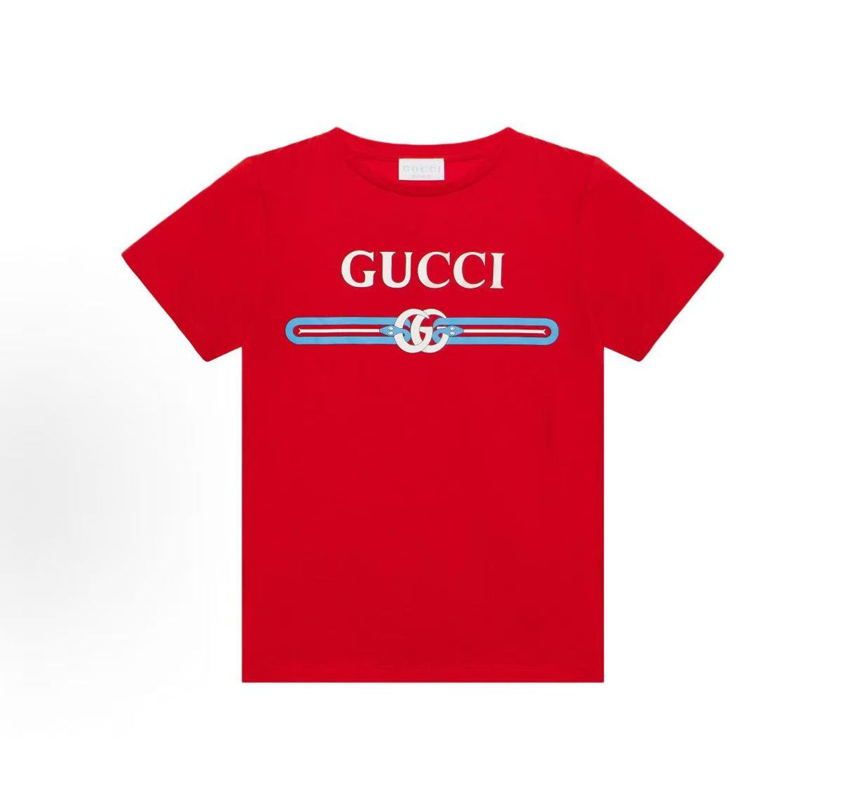 GUCCI T-shirt, Spring/Summer 2025 collection. Logo letter embroidery print in red. Children's size.