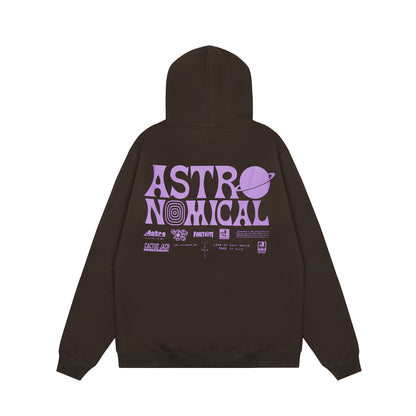Travis Scott Smiling Earth Print Hoodie Black