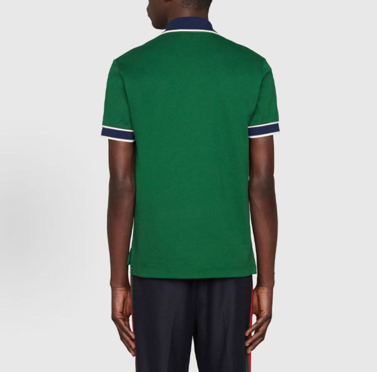 GUCCI SS22 Interlocking Double G Beaded Short-Sleeved Polo Shirt for Men - Green